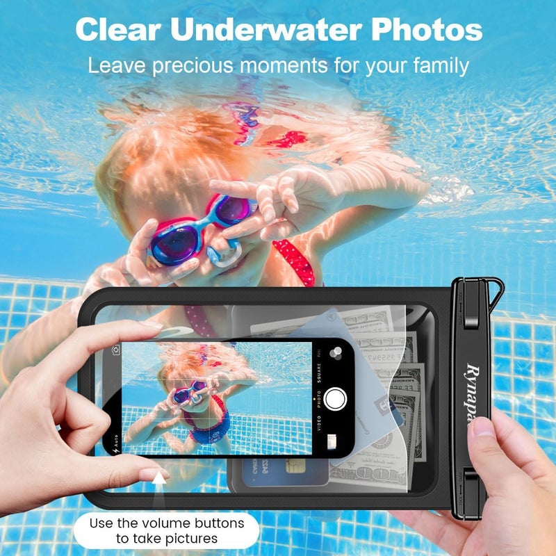 Rynapac [Up to 10"] Large Waterproof Phone Pouch Bag - 2 Pack IPX8 Waterproof Phone Case for iPhone 17 16 15 Pro Max Galaxy S25 S24 Ultra, Touchscreen & Underwater Photography, Beach Cruise Travel Essentials - Image 4
